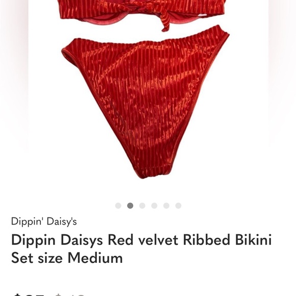 Dippin Daisys Red velvet Ribbed Bikini Set size Medium - Picture 2 of 6